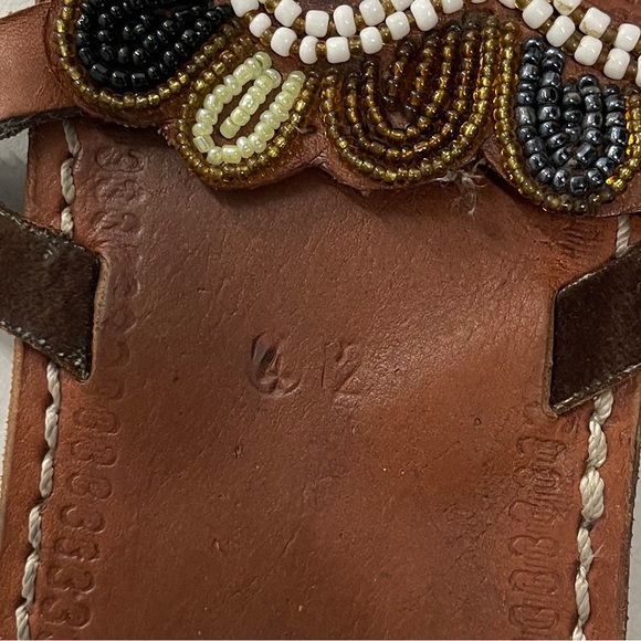 African Beaded Leather Maasai Sandals - Woman’s Size EU 42 / US 10/11 - Picture 3 of 4